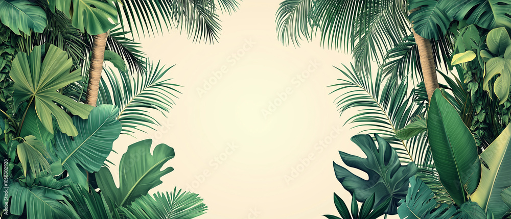 Tropical Leaf Border with Copy Space. Tropical Leaf Border with Copy Space.