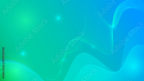 Elegant Digital Wave Background with Blue and Green Gradient, Futuristic Technology Design with Light Effects