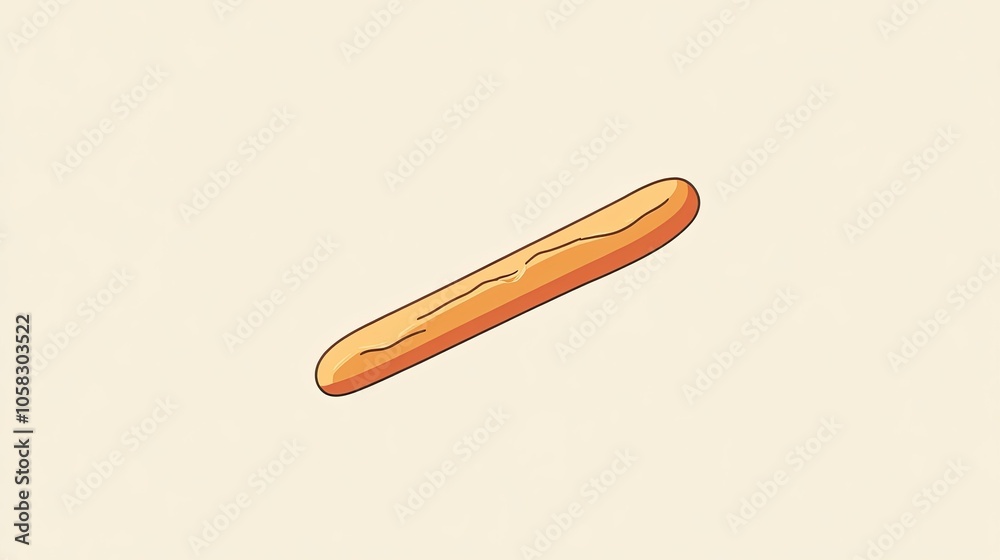 Simplified breadstick with straight, clean lines, representing minimalism in bakery goods. Simplified breadstick with straight, clean lines, representing minimalism in bakery goods.