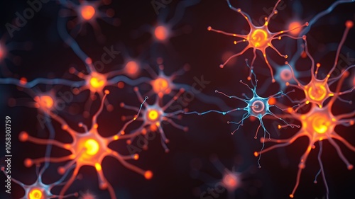 Colorful Neurons and Synapses in Abstract Background