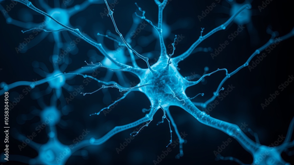 Glowing Neurons in a Dark Biological Background Glowing Neurons in a Dark Biological Background