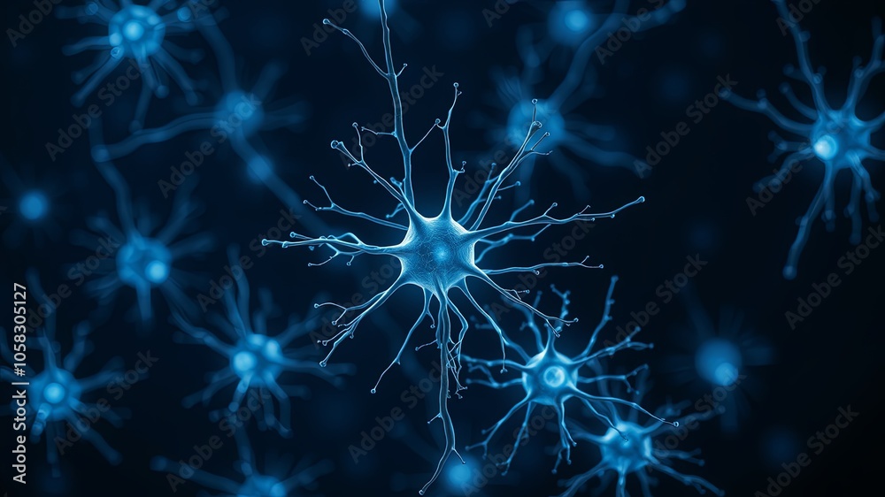 Blue Neural Connections Under Microscope Blue Neural Connections Under Microscope