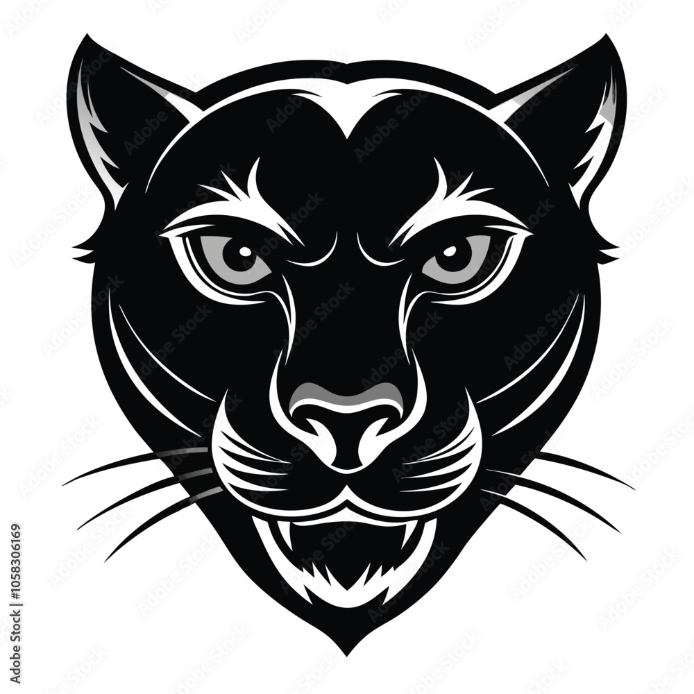 Fototapeta premium panther-head-a-silhouette-vector-with-white-background
