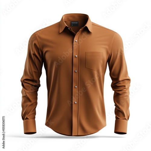 realistic high quality color Brown shirt mockup isolated 