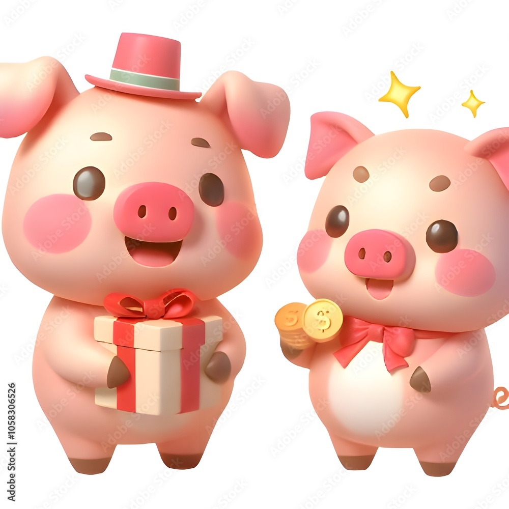 Friendly and lovely animal pig character. Friendly and lovely animal pig character.