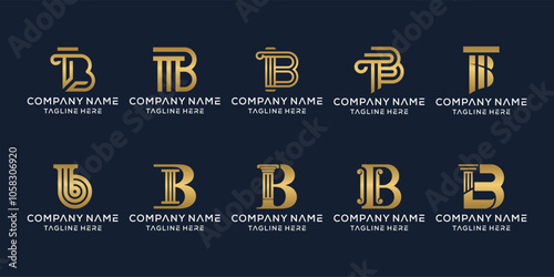 Set of Collection Initial Letter B Logo Design. Icons for Attorney and law Simple