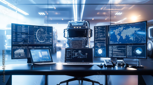 High-Tech Logistics Control Room with Advanced Analytics