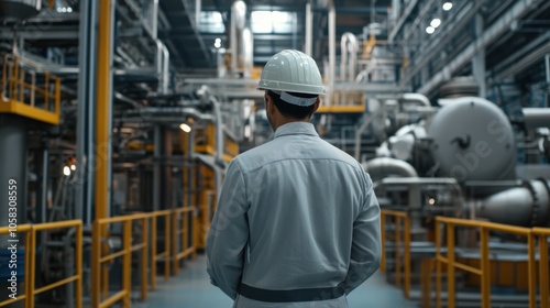 Safety officer inspecting equipment in a manufacturing plant,