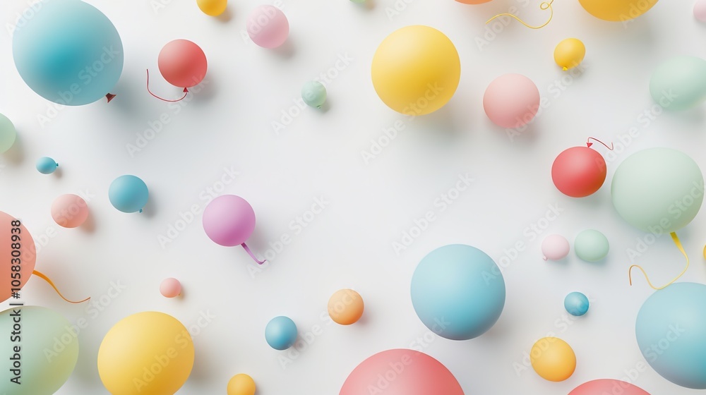 White background with colorful balloons floating creates a whimsical and enchanting scene. A delightful blend of purity and celebration, perfect for adding a touch of magic to any project White background with colorful balloons floating creates a whimsical and enchanting scene. A delightful blend of purity and celebration, perfect for adding a touch of magic to any project
