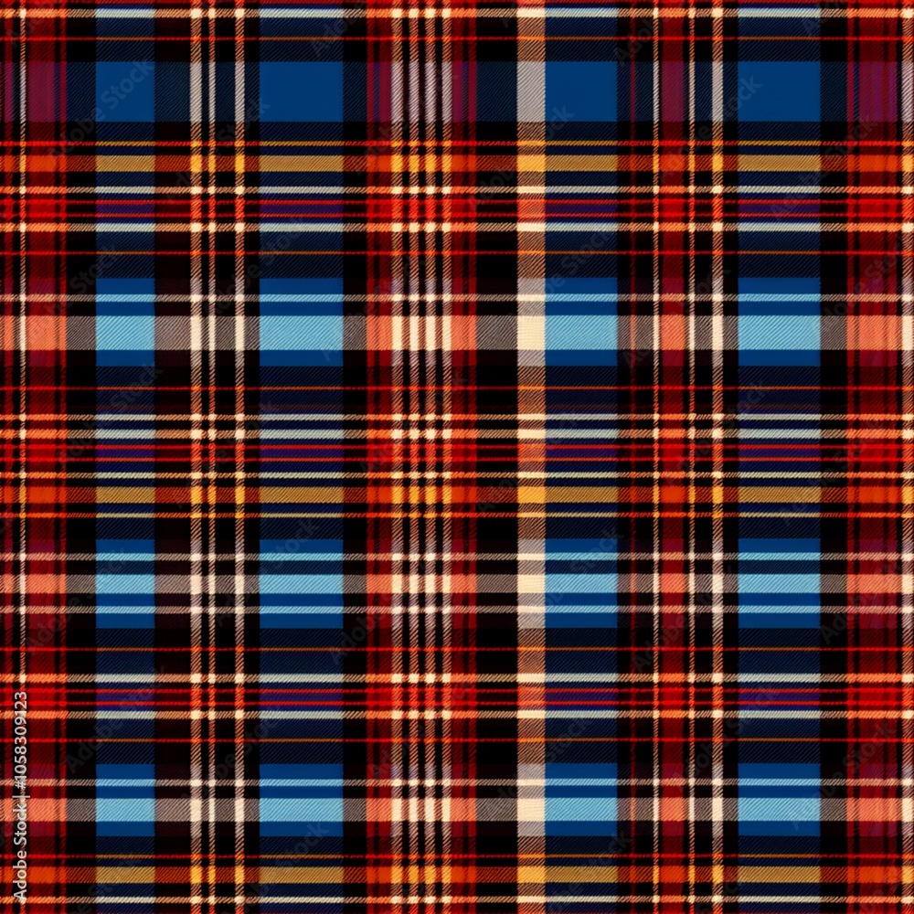Obraz premium Seamless plaid tartan pattern blue red black and white 