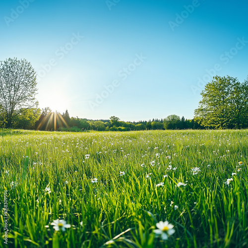 Sunbeams Through a Field of Daisies.