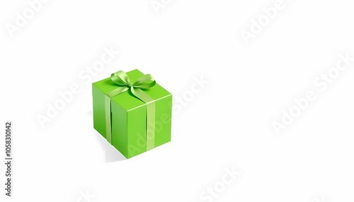 Green Gift Box on White Background