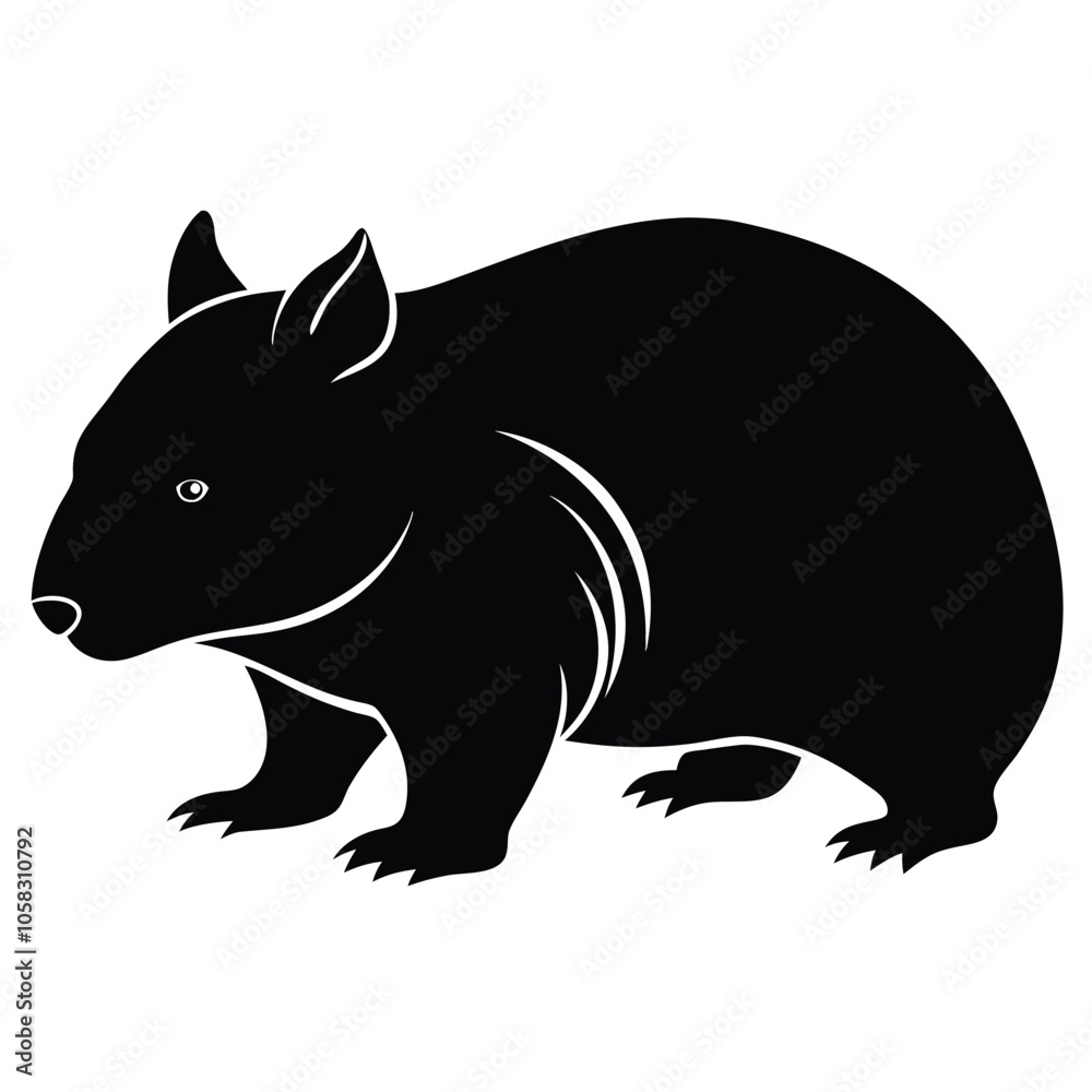 Obraz premium wombat-a-silhouette-vector-with-white-background