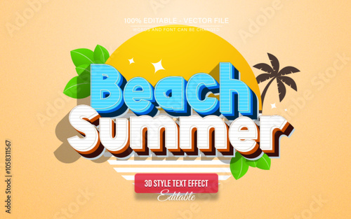 Beach Summer Vintage text effect editable