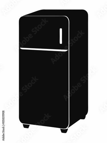 Smart fridge silhouette vector black on white background