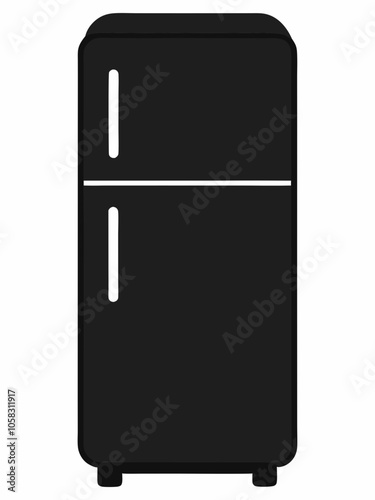 Smart fridge silhouette vector black on white background