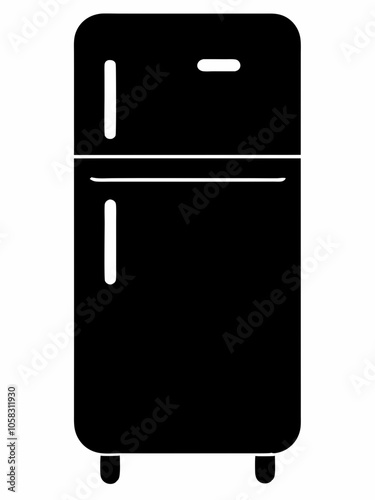 Smart fridge silhouette vector black on white background