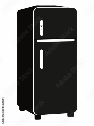 Smart fridge silhouette vector black on white background