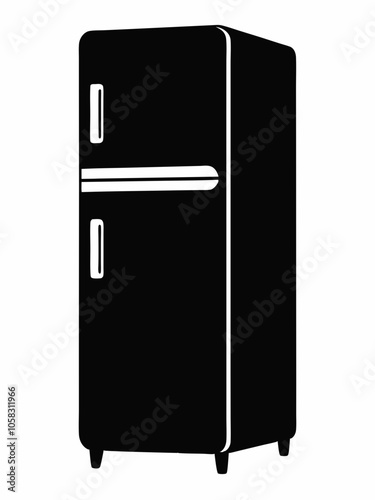 Smart fridge silhouette vector black on white background