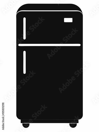 Smart fridge silhouette vector black on white background