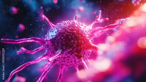 A 3D illustration of a breast cancer cell, highlighting