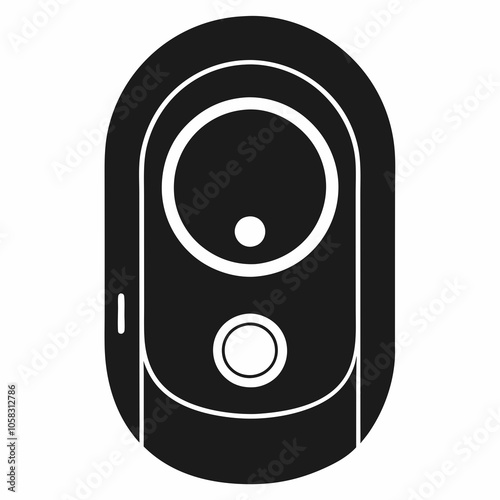 Smart doorbell silhouette vector black on white background