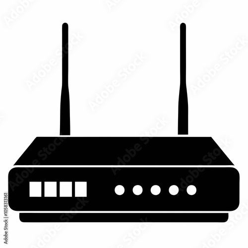 Modem silhouette vector black on white background