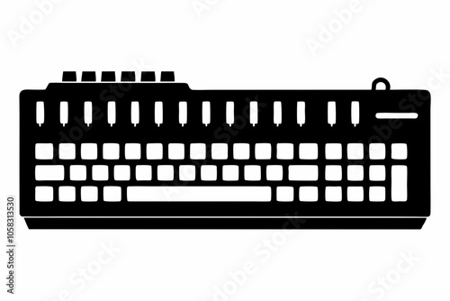 Mechanical keyboard silhouette vector black on white background