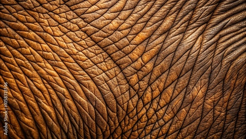 Close-up of dark brown elephant skin with visible patterns and texture, pattern, wildlife, skin, texture detail