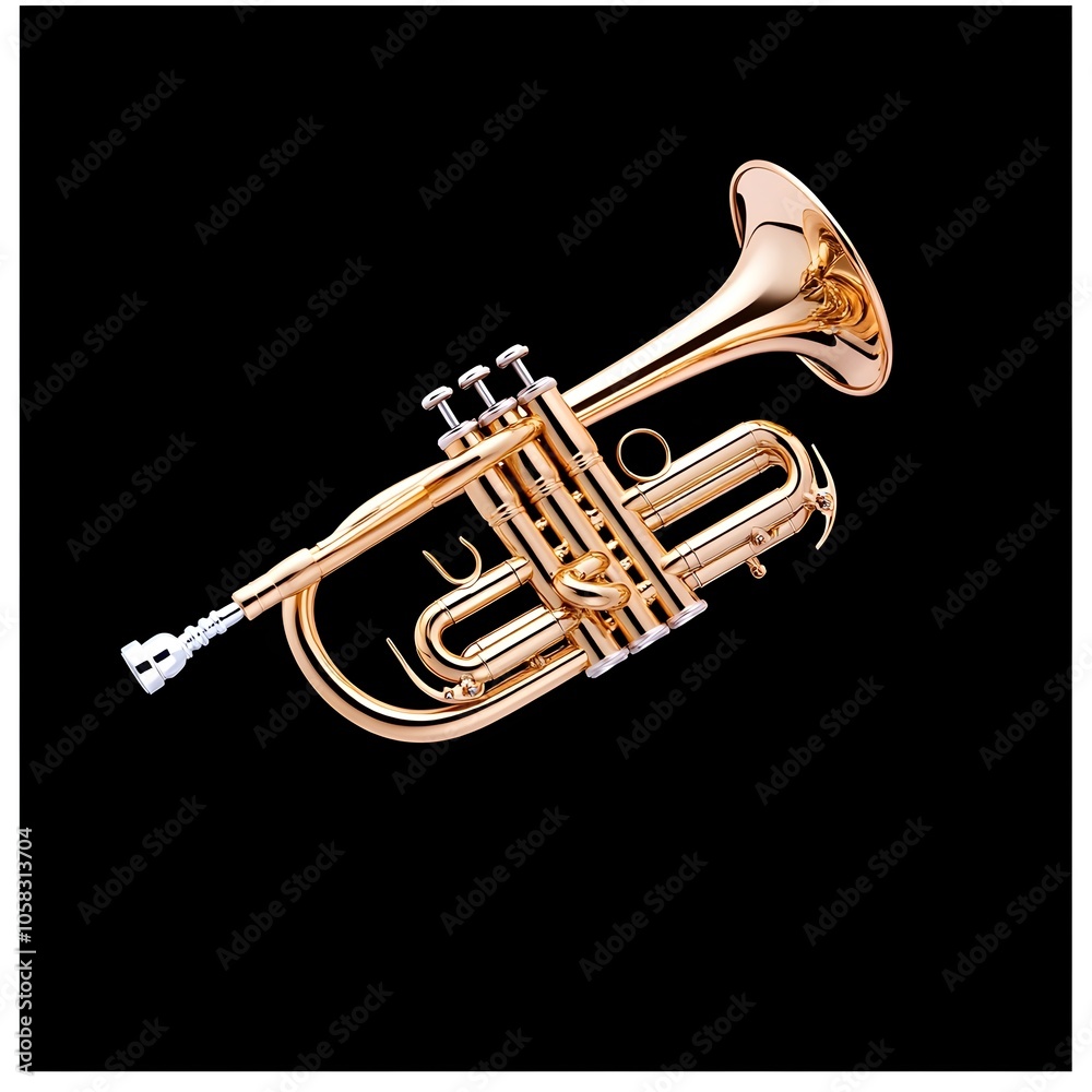 Obraz premium Flawless Brass Trumpet in Pristine Golden Shine and Elegant Design