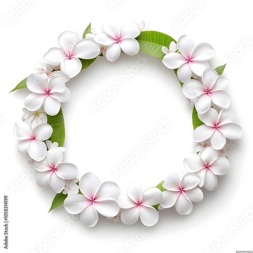 Ethereal Frangipani Floral Wreath on White Background