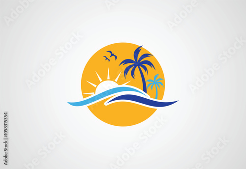 Summer beach logo design, Vector design Concept