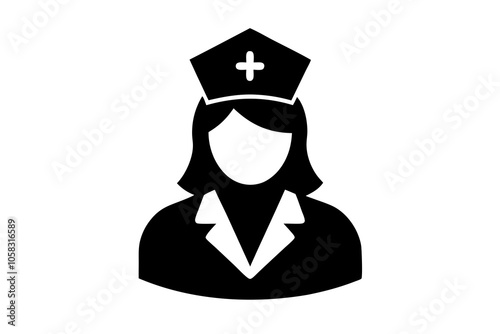 Nurse icon silhouette on white background 