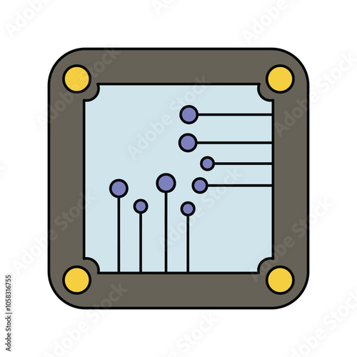 cpu color line icon with white background vector stock illustration