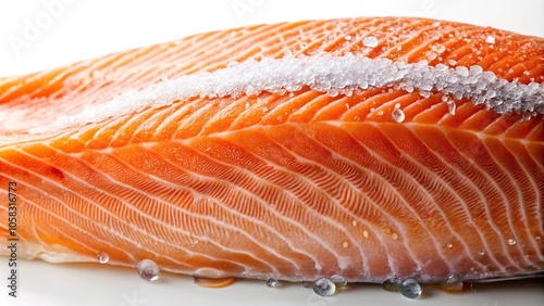 close-up shot of a salmon's belly with visible slime trail, salmon innervation, fish slime photo