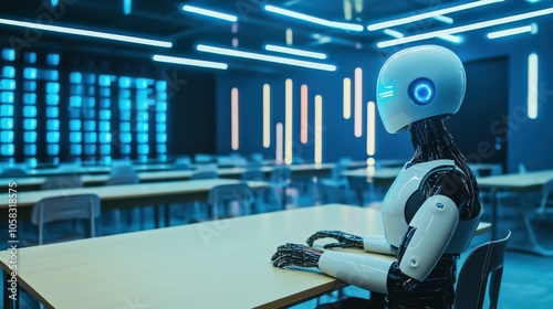 A futuristic classroom where AI models created by Google DeepMind photo