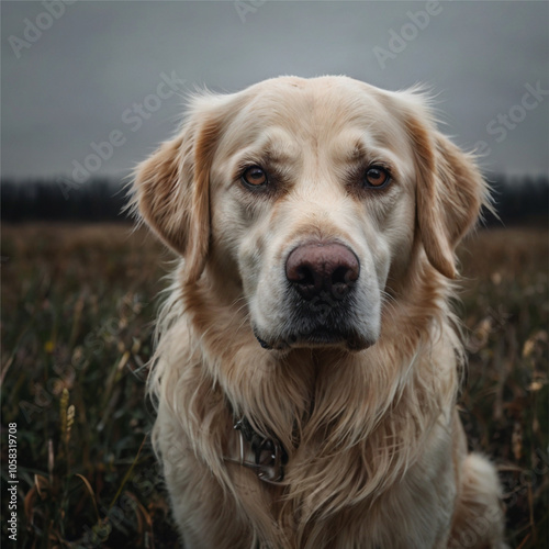 Portrait of a beautiful adult Golden Retriever dog 