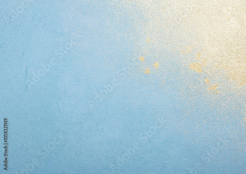 水色とゴールドの和紙の背景素材	
