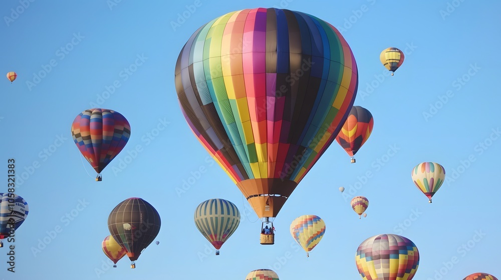 Fototapeta premium Colorful Hot Air Balloons at a Vibrant Festival