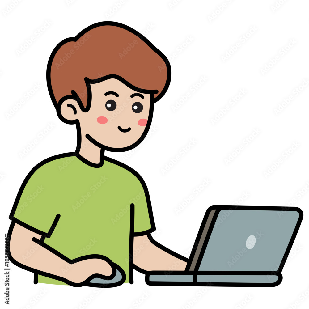 Person With Laptop Doodle Illustration Person With Laptop Doodle Illustration