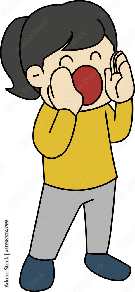 the image of a person shouting with his hands in his mouth the image of a person shouting with his hands in his mouth