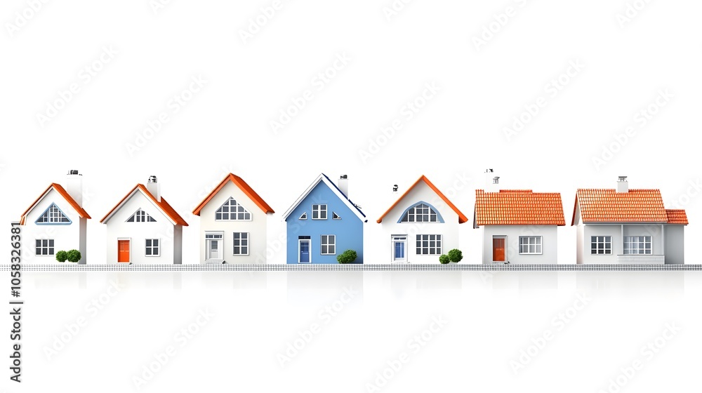 Vibrant row of colorful houses with unique designs