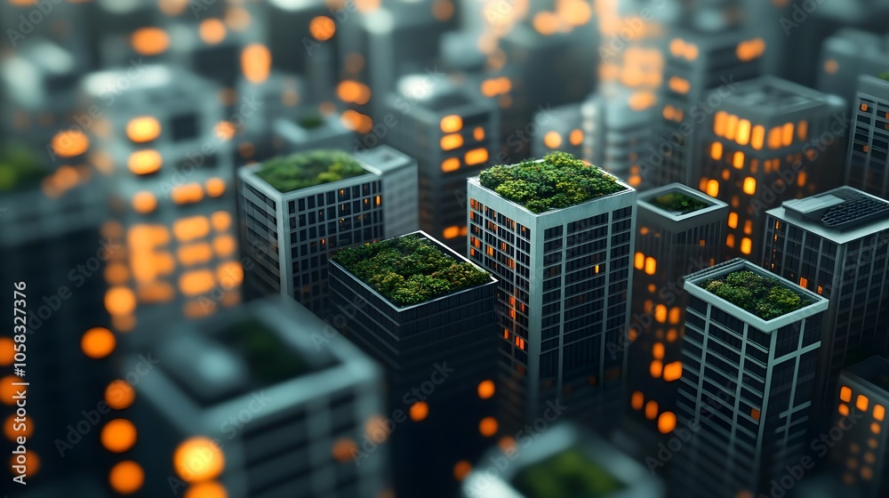 Obraz premium Green Roof Cityscape