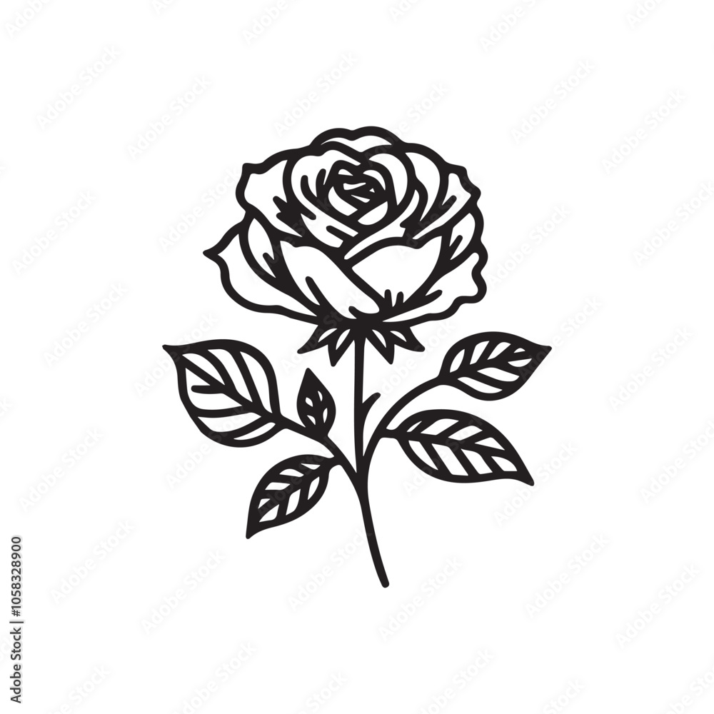 Rose flower silhouette in Illustrator design Rose flower silhouette in Illustrator design