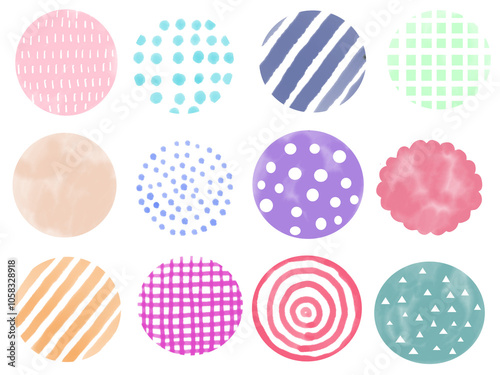 Wallpaper Mural 手描きあしらい水彩セット_まる Torontodigital.ca