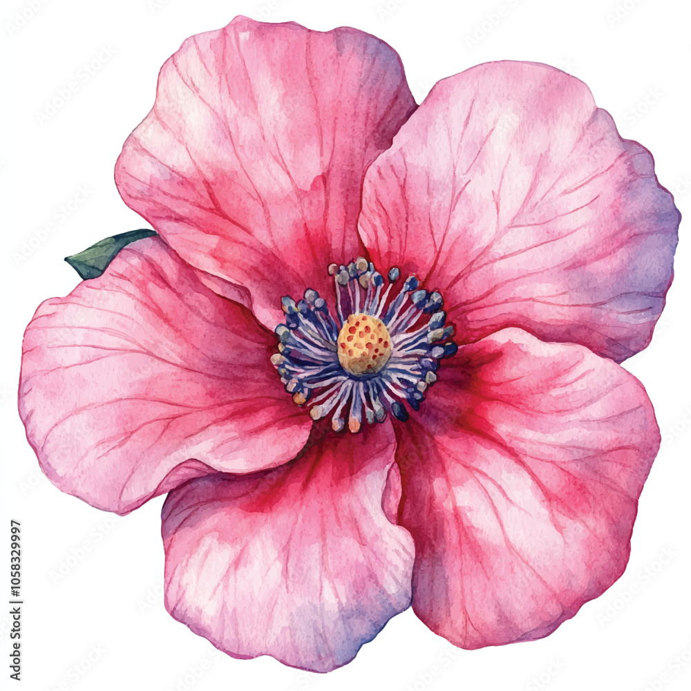 Heater flower watercolor clipart illustration isolated