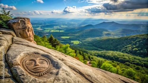 Carving preserved in rock at Brownsville Overlook on Mount Ascutney photo