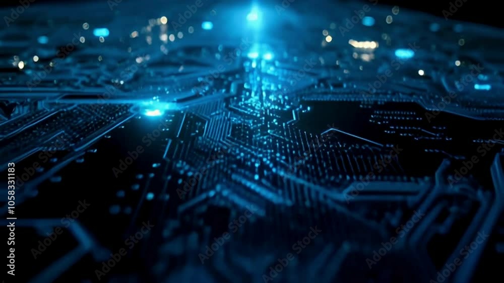 Electric Circuit Board Animation, Flowing Light in Tech Style Electric Circuit Board Animation, Flowing Light in Tech Style