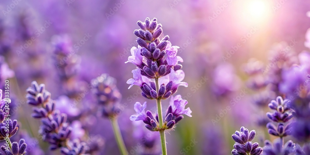 Delicate purple lavender petals unfolding from the center of a lavender bloom, flowers, garden, botanical, spring Delicate purple lavender petals unfolding from the center of a lavender bloom, flowers, garden, botanical, spring