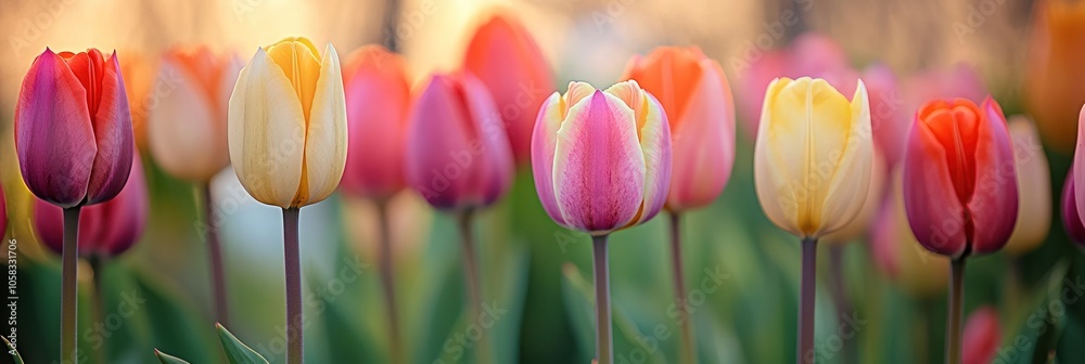 A vibrant field of tulips in various colors, showcasing nature's beauty and floral diversity. A vibrant field of tulips in various colors, showcasing nature's beauty and floral diversity.
